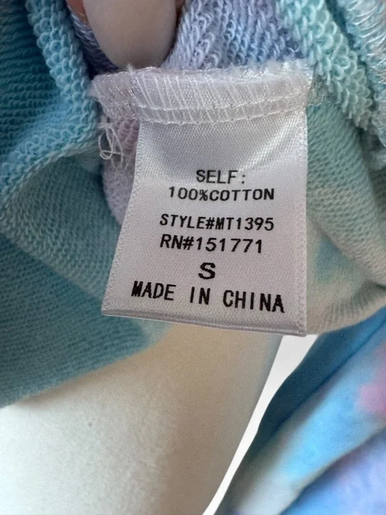 Pastel Tie-Dye Cotton Quarter-Zip Pullover  Size Small - Picture 6 of 9